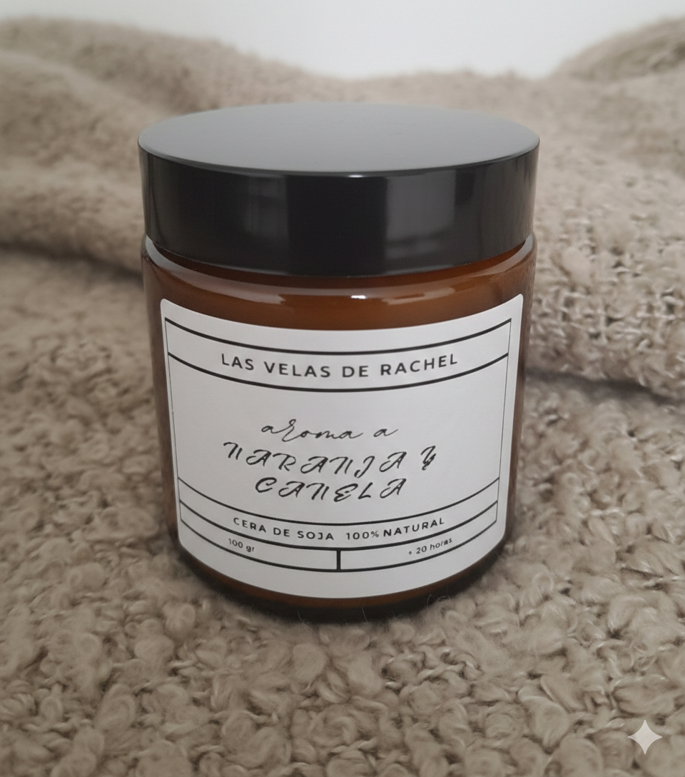 Vela de soja 100% natural con aroma a Naranja y Canela